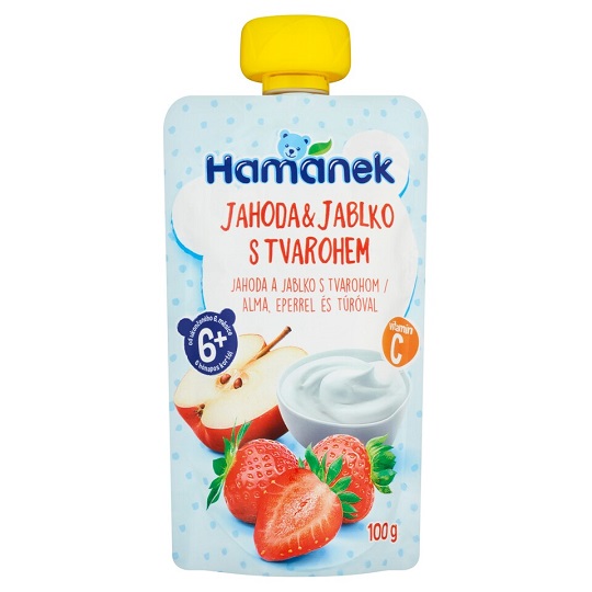 HAMANEK detská výživa jahoda a jablko s tvarohom 100 g