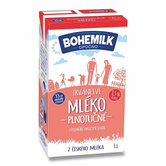 BOHEMILK mlieko trvanlivé plnotučné 3,5% 1 l