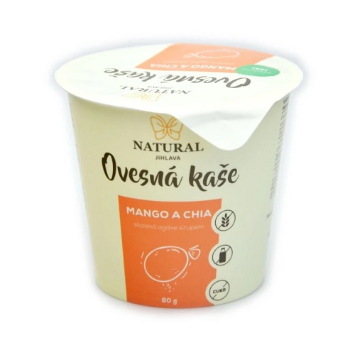 NATURAL JIHLAVA ovsená kaša mango a chia bez lepku 80 g
