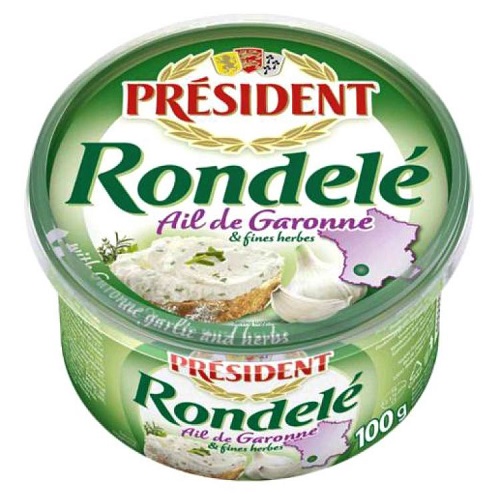 PRESIDENT Rondelé cesnak a bylinky mäkký nezrejúci vysokotučný syr 100 g