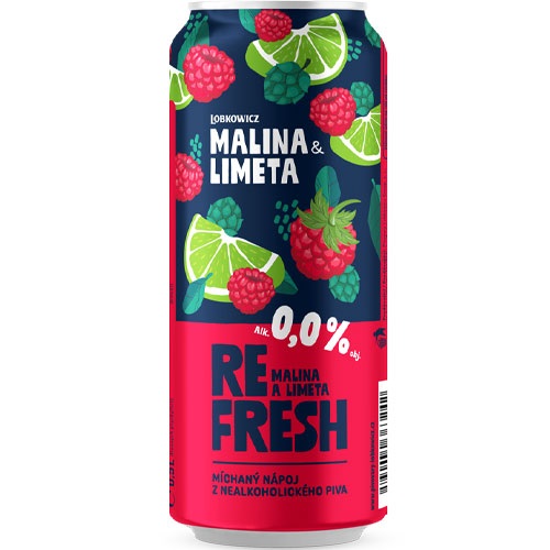 LOBKOWICZ 0,0% nealko pivo radler malina a limeta "Z" 0,5 l
