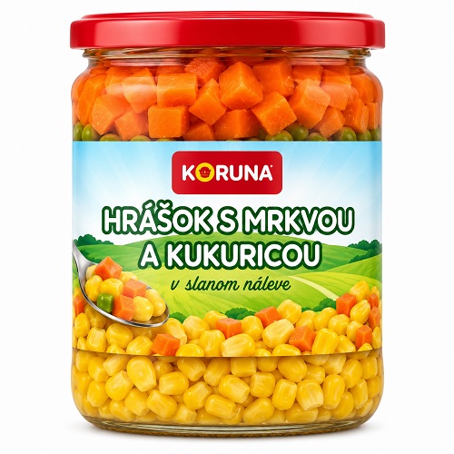 KORUNA hrášok s kukuricou a mrkvou v slanom náleve 470 g