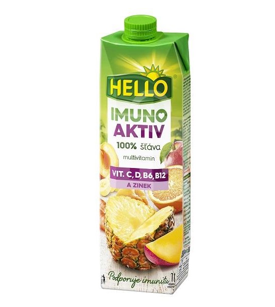 HELLO imuno aktiv 100% šťava multivitamín vit.C, D, B6, B12 a zinok 1L