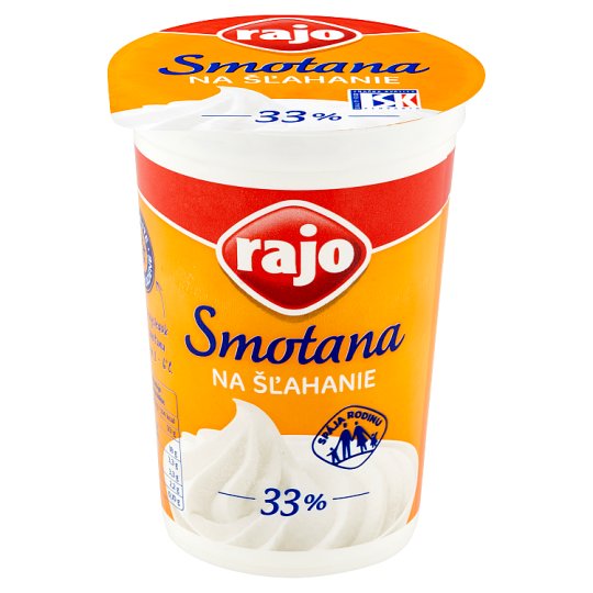 RAJO smotana na šľahanie 33% 180 ml