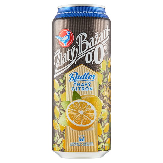 ZLATÝ BAŽANT 0,0% nealko pivo radler tmavý citrón plech "Z" 500ml